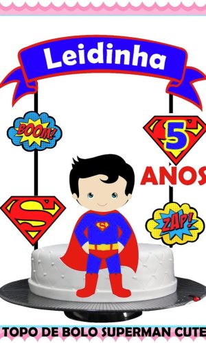 ARQUIVO DIGITAL TOPO DE BOLO SUPERMAN CUTE