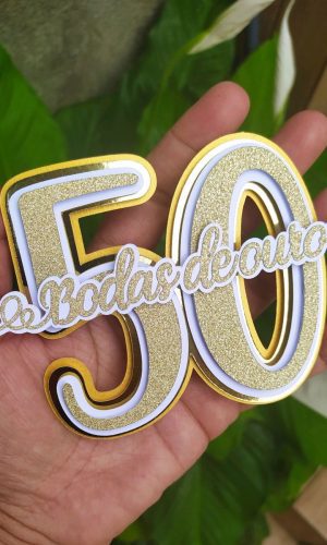 Arquivo Digital Topo para Bolo Bodas de Ouro -leia a Legenda