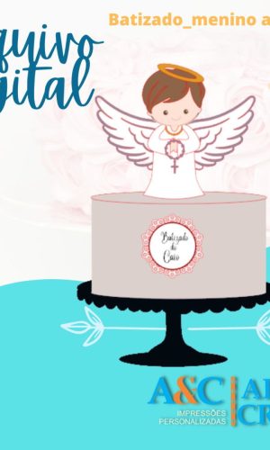 Arquivo de Corte Topper de Bolo Batizado Menino Anjo