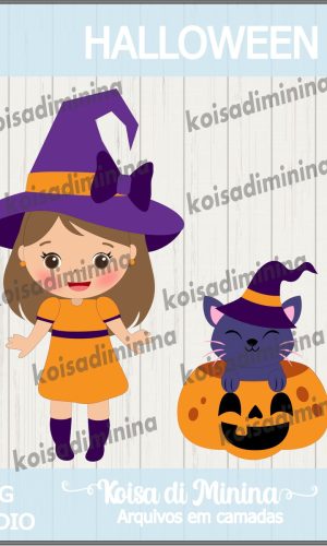 Arquivo em camadas Bruxinha cute halloween