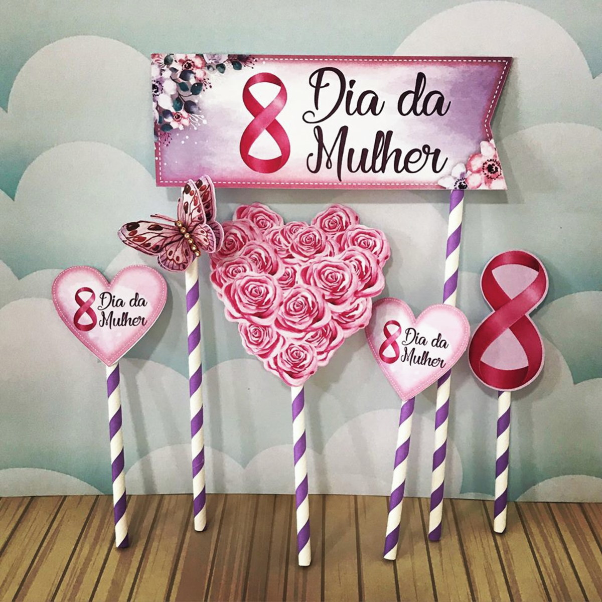 Arquivo Em Pdf Decoração Topo De Bolo Dia Da Mulher