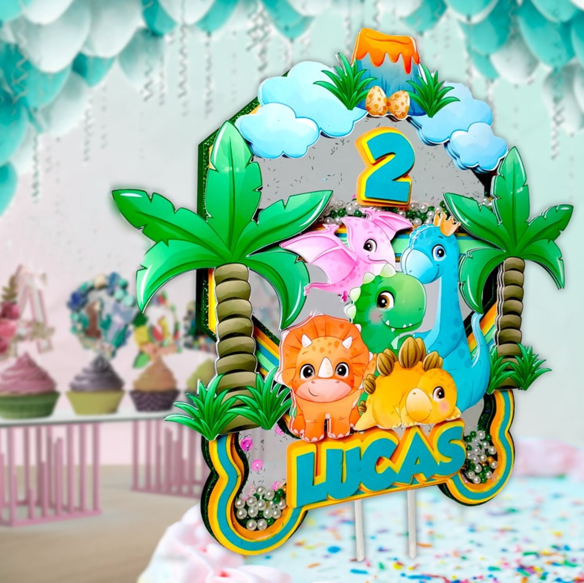 Arquivo em pdf Topo de Bolo Festa Dinossauro Baby