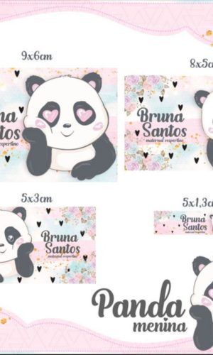 Arquivo Etiqueta Escolar Panda Rosa STUDIO PDF PNG