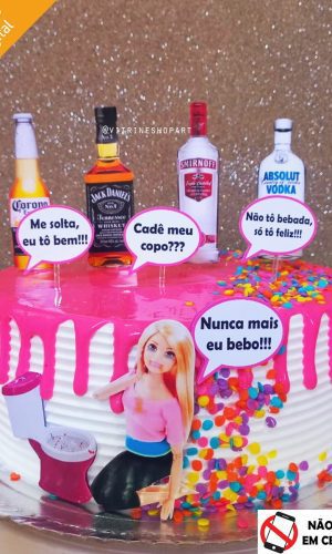 Arquivo p/ Silhouette Topo de Bolo Barbie Bêbada Cachaceira