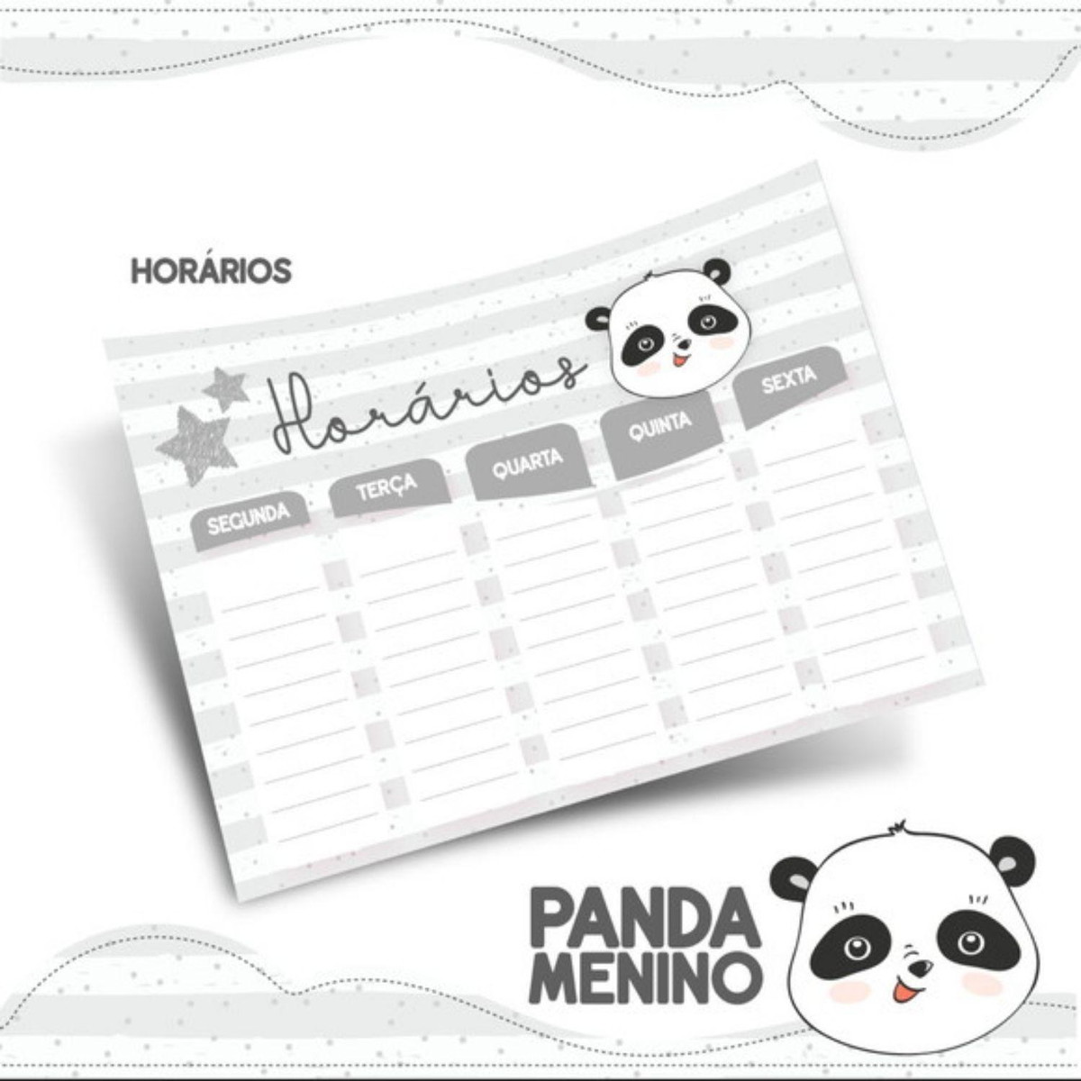 Arquivo Prancheta Horários Escolar Panda PDF PNG