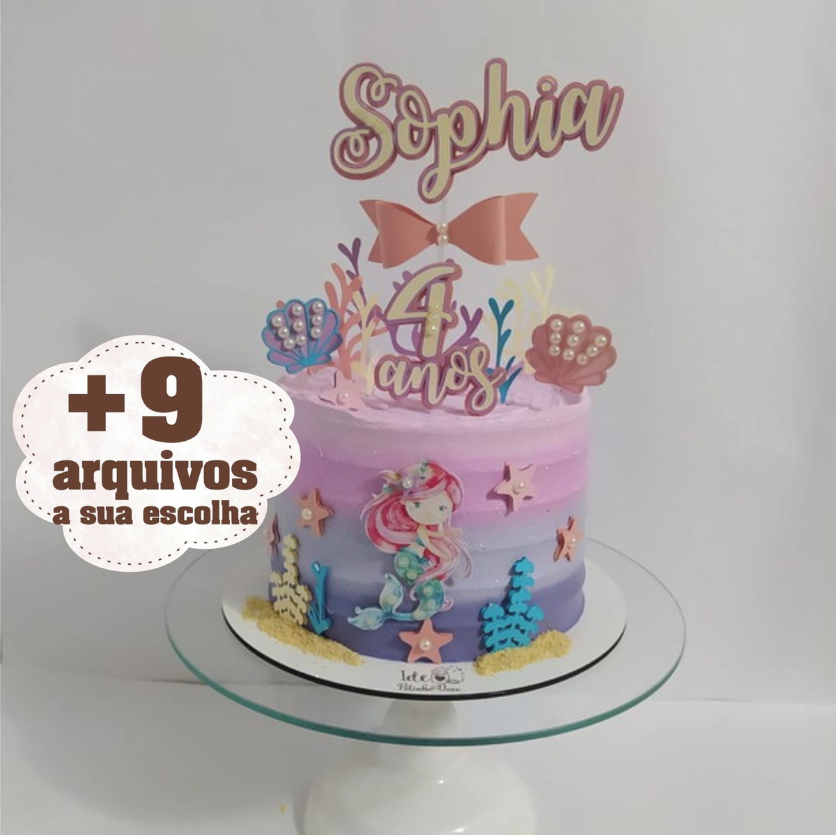 450- Arquivo Silhouette - Digital - Topo Bolo Sereia Cute +9