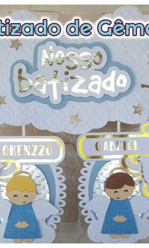 Arquivo Silhouette Topo Bolo Camadas Batizado Irmãos