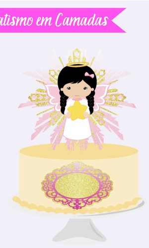 Arquivo Silhouette Topo Bolo Camadas Batizado Menina