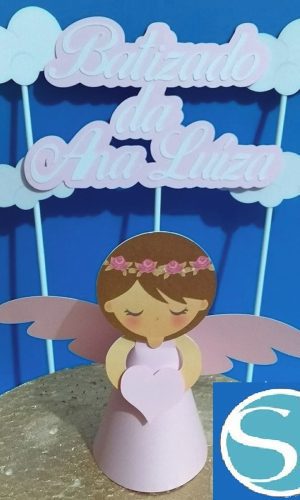 Arquivo Silhouette Topo De Bolo Batizado Anjo 3d