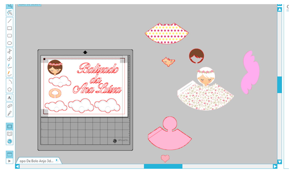 Arquivo Silhouette Topo De Bolo Batizado Anjo 3d - Imagem 2