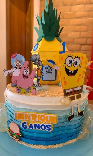 Arquivo silhouette topo de bolo bob esponja Topper em camada