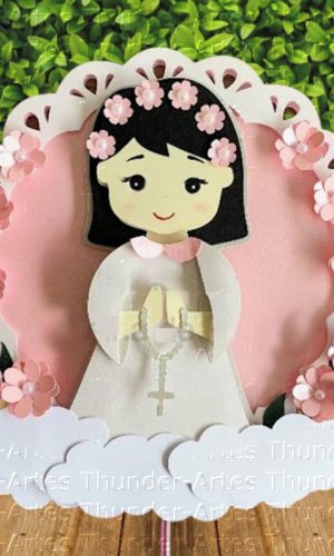 Arquivo Silhouette Topo de Bolo Camadas Batizado Menina