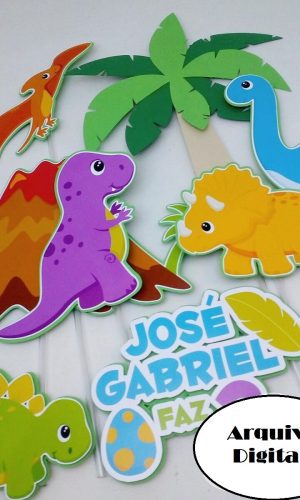 Arquivo Silhouette Topo de Bolo Dinossauros Cute