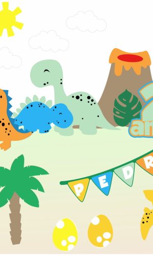 Arquivo Silhouette Topo de Bolo Dinossauros em Camadas 01