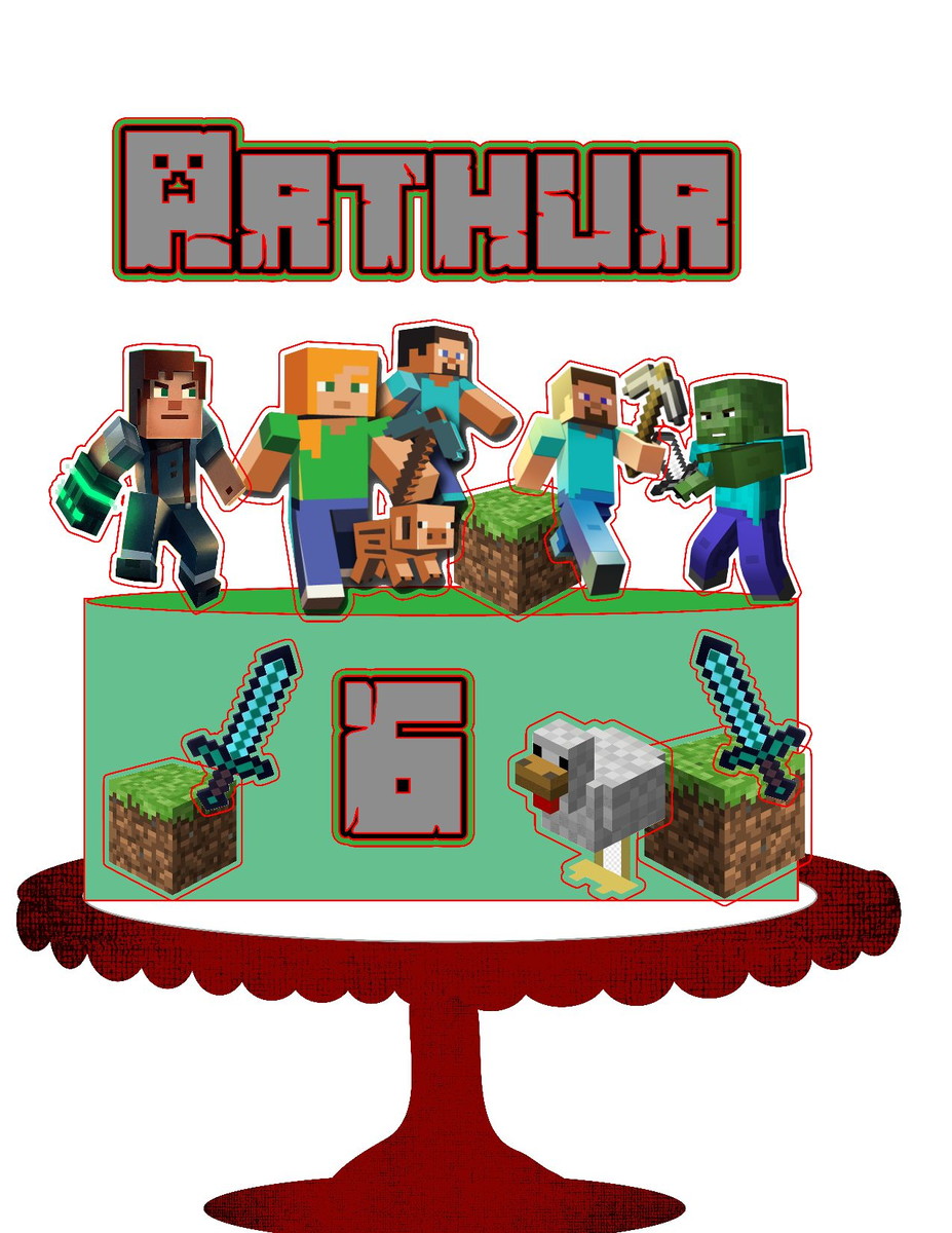 Arquivo Silhouette Topo de Bolo Minecraft