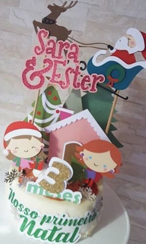 Arquivo Silhouette Topo de Bolo Natal Menina Mesversário