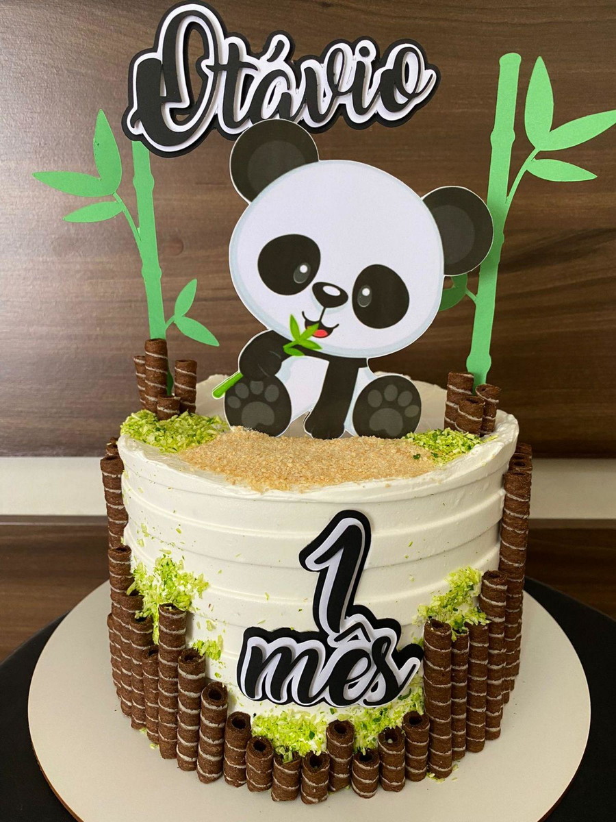 Arquivo silhouette topo de bolo Panda Menino