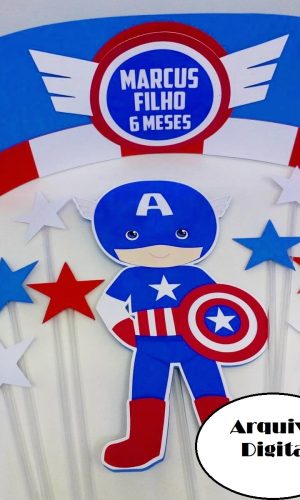 Arquivo Silhouette Topo de Bolo Super Herói Capitão América