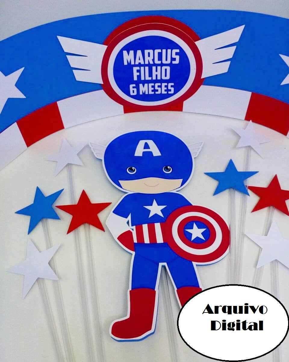 Arquivo Silhouette Topo de Bolo Super Herói Capitão América