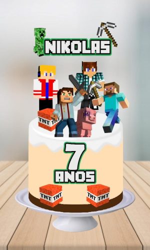 Arquivo Silhouette - Topper de Bolo Minecraft