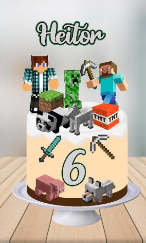 Arquivo Silhouette - Topper de Bolo Minecraft