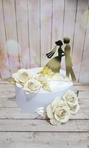 Arquivo Topo 3d Casamento Rosas e Silhueta