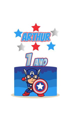 Arquivo topo de bolo capitão américa cute camada