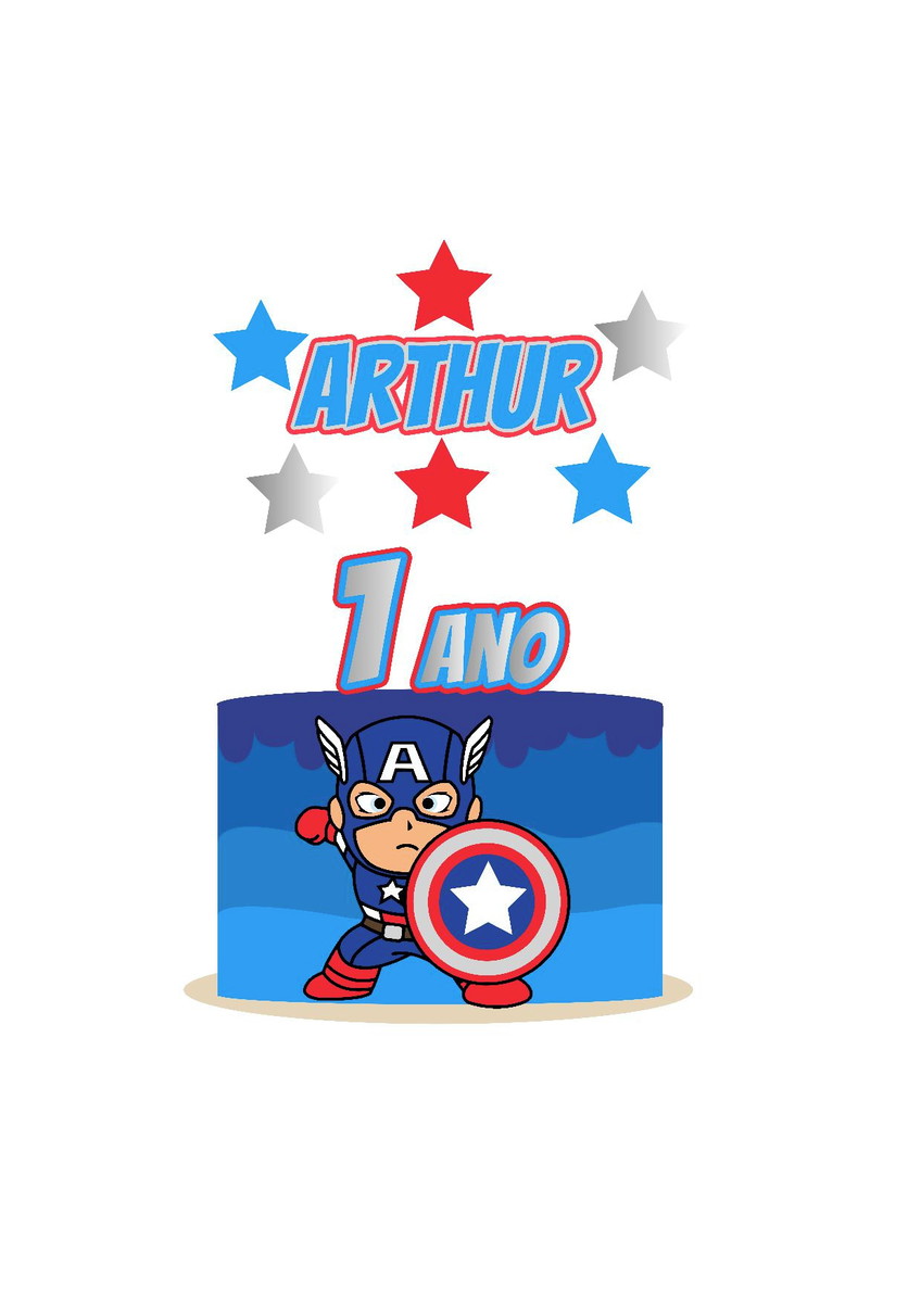 Arquivo topo de bolo capitão américa cute camada