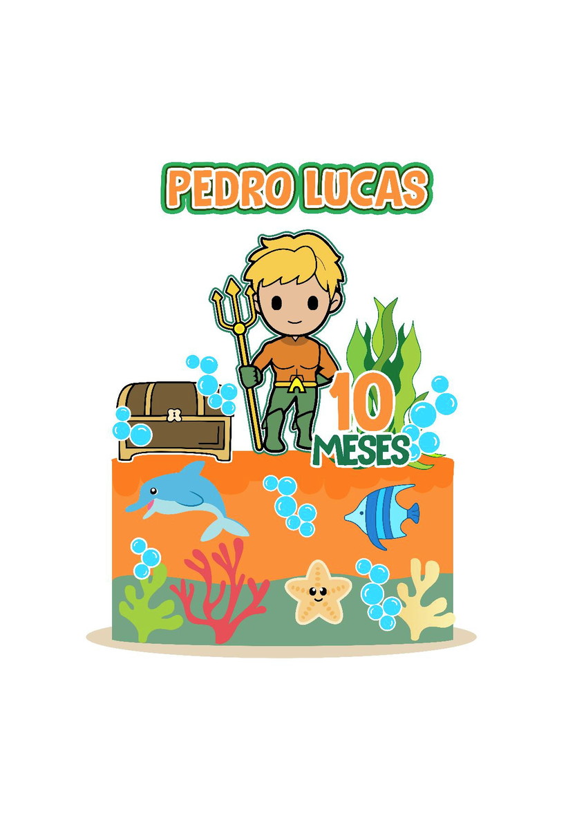 Arquivo Topo de Bolo Aquaman Cute