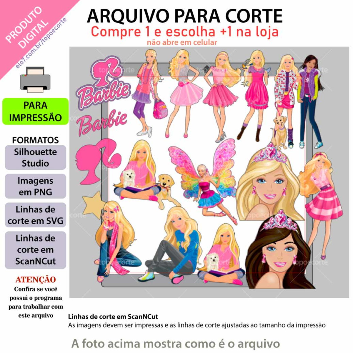 Arquivo Topo de Bolo - Barbie - Imagem 3