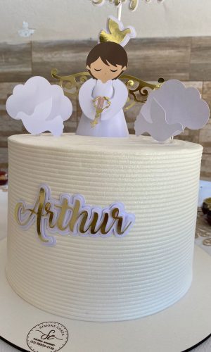 Arquivo de Corte Topo de Bolo Batizado Anjinho 3D Asa Vazada