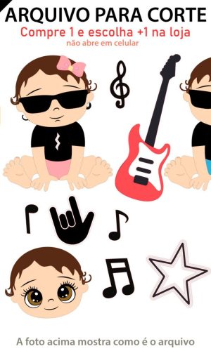 ARQUIVO Topo de bolo Bebe Rock com Guitarra +1 tema da loja