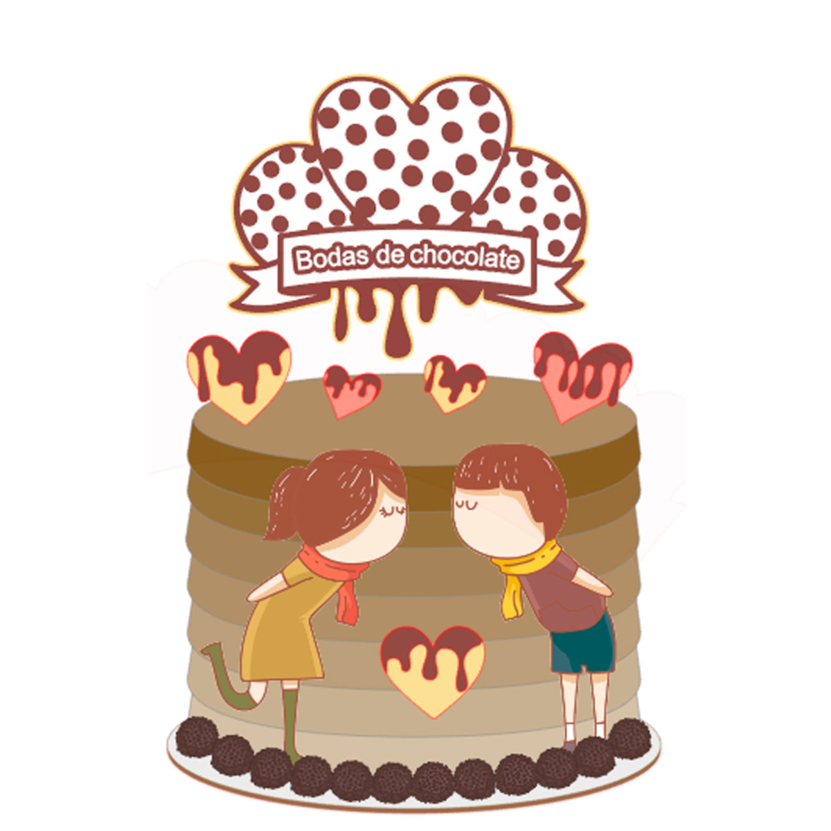 Arquivo Topo de bolo Bodas de Chocolate com casais +1 tema - Imagem 2