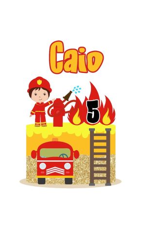 Arquivo topo de bolo bombeiro camadas