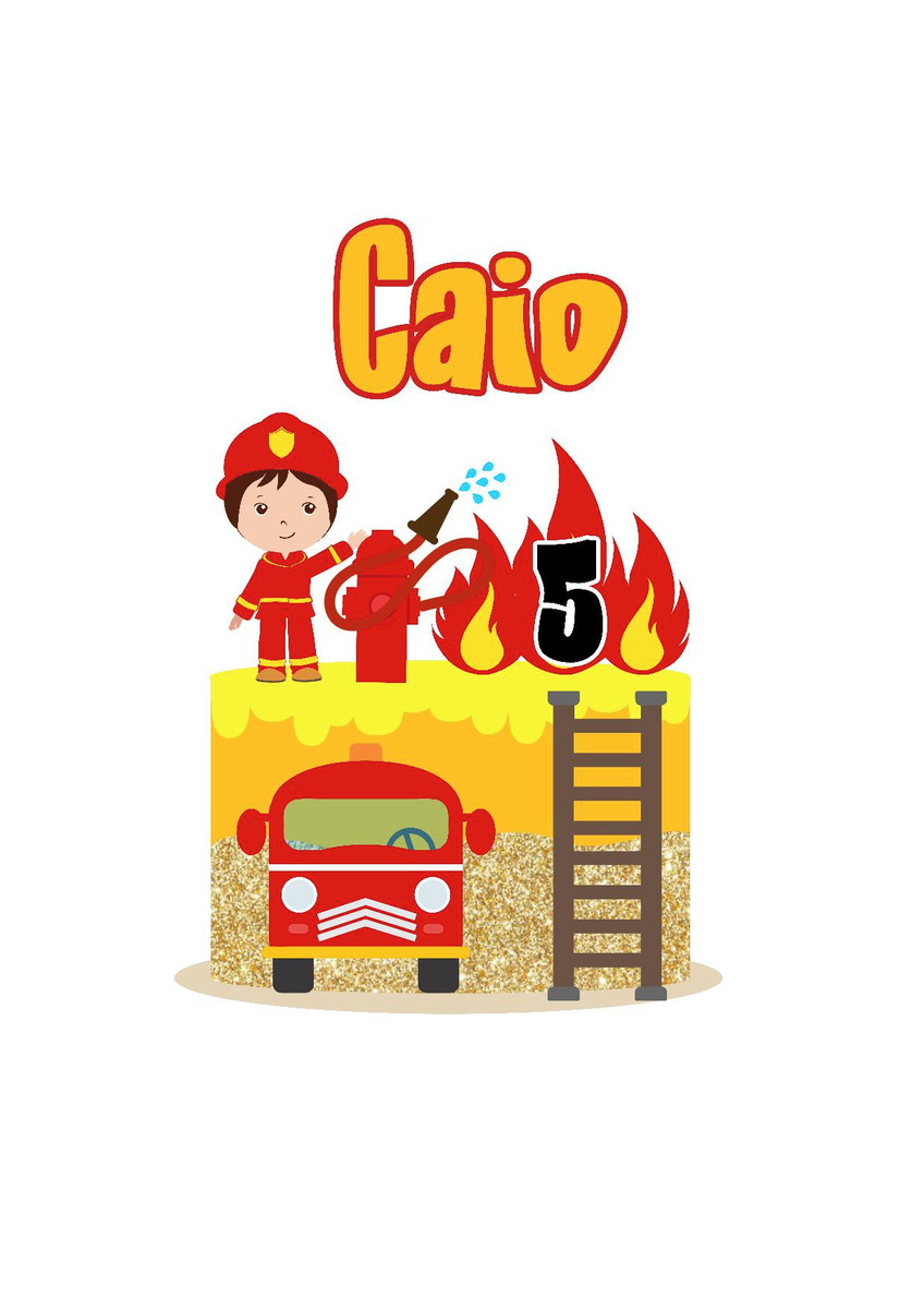 Arquivo topo de bolo bombeiro camadas