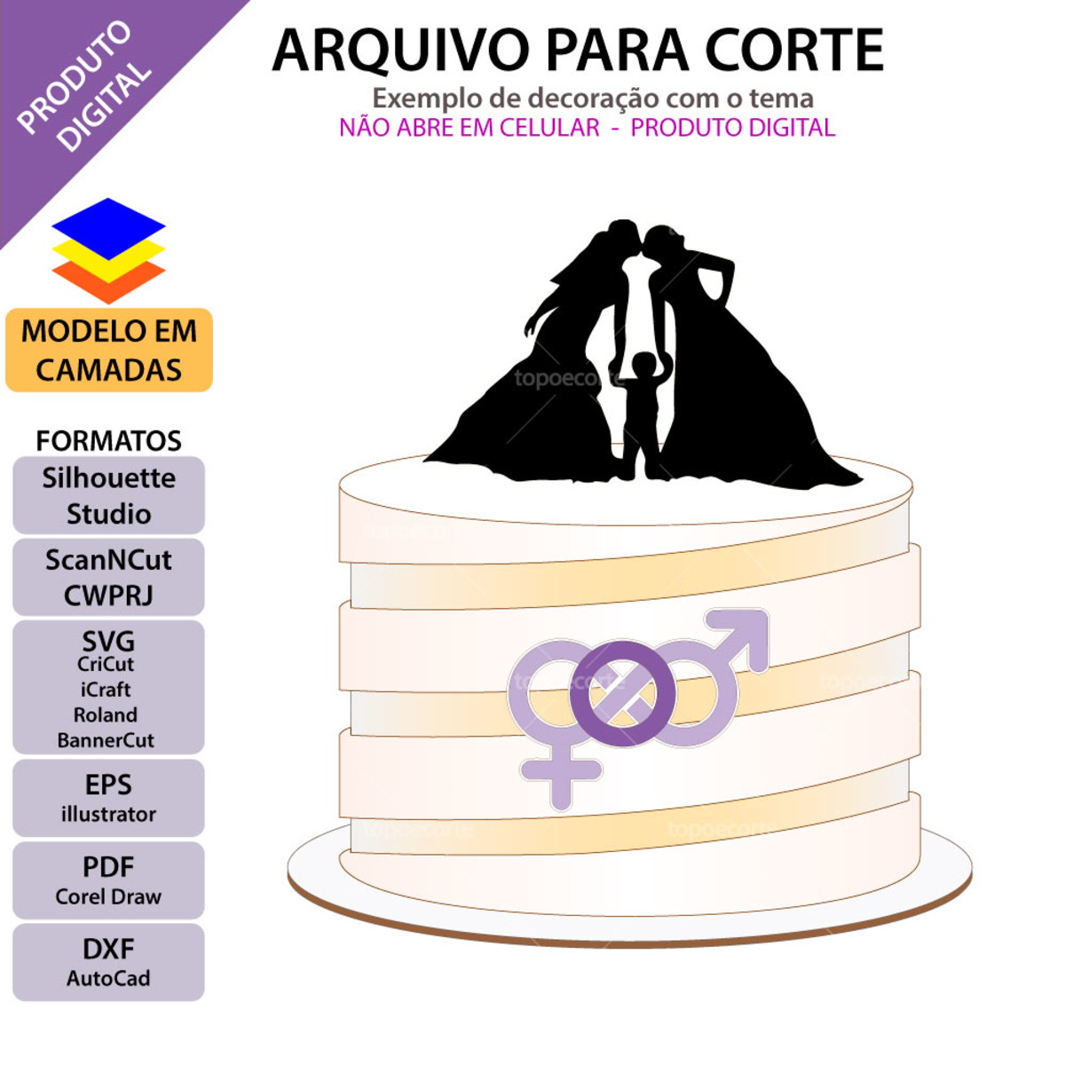 Arquivo Topo de Bolo Casamento Lgbt +1 Arquivo da Loja - Imagem 2