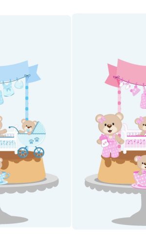 Arquivo corte Topo bolo Chá de Bebe Ursinho ursinha std pdf