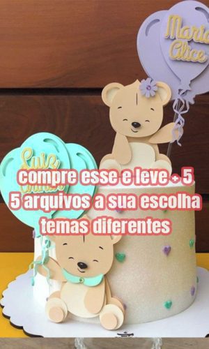 Arquivo Topo de Bolo Chá Revelação Ursinho .studio e pdf