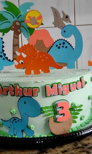 Arquivo Topo de Bolo Dinossauro + 1topo de Brinde