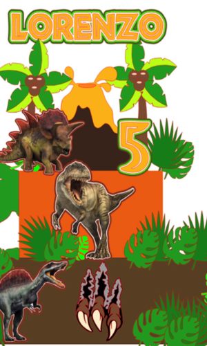 Arquivo Topo de Bolo Dinossauro Folhagem