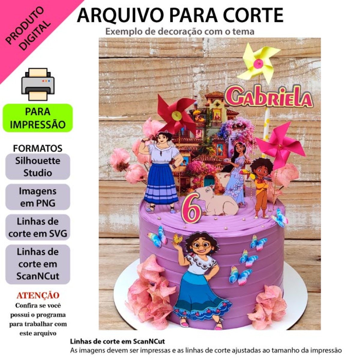 ARQUIVO Topo de bolo Encanto +1 arquivo da loja