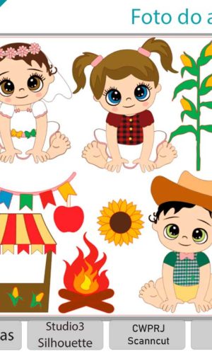 ARQUIVO Topo de bolo Festa Junina Bebês +1 tema