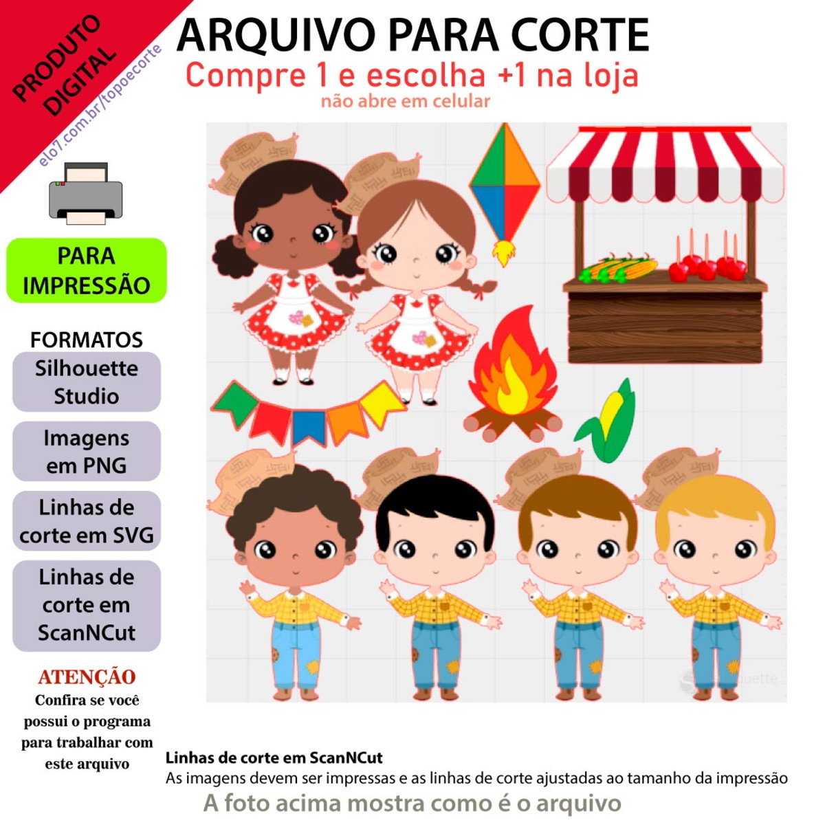 ARQUIVO Topo de bolo Festa Junina Casal Cute +1 arquivo