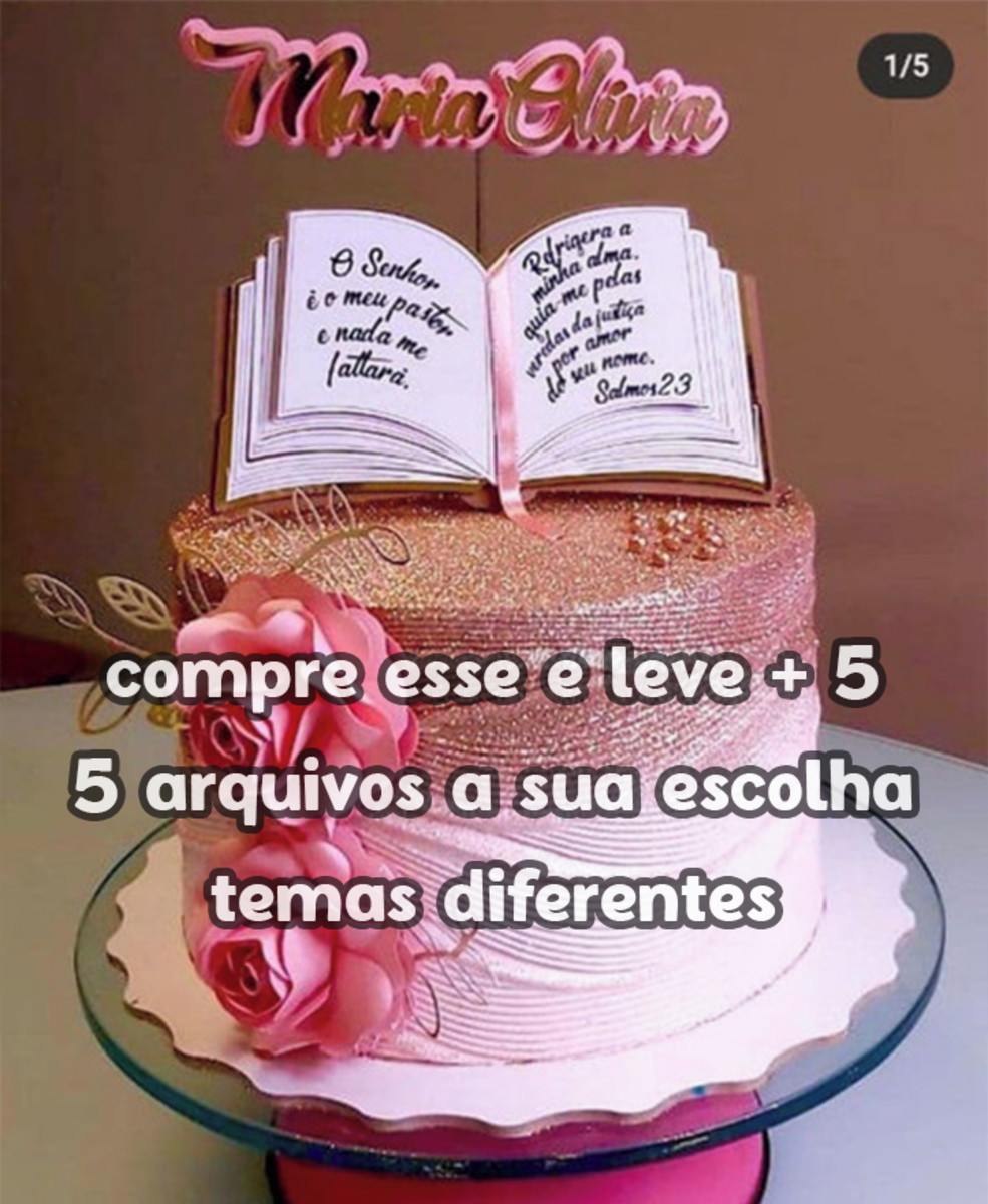 arquivo Topo de bolo floral biblia - Imagem 2