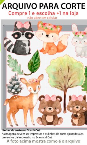 ARQUIVO Topo de bolo Floresta Bosque Aquarela +1 arquivo