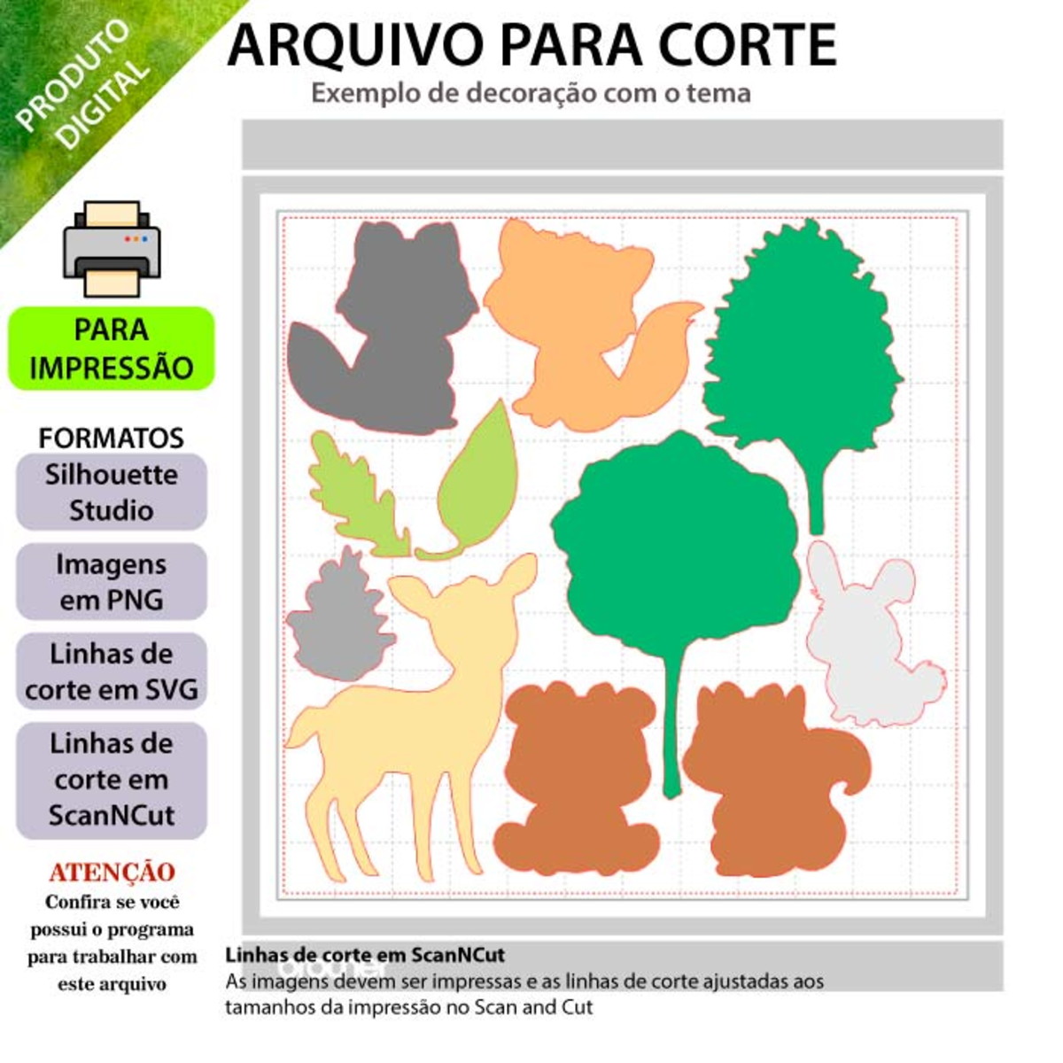 ARQUIVO Topo de bolo Floresta Bosque Aquarela +1 arquivo - Imagem 2