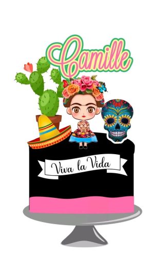 Arquivo topo de bolo Frida khalo Viva la vida