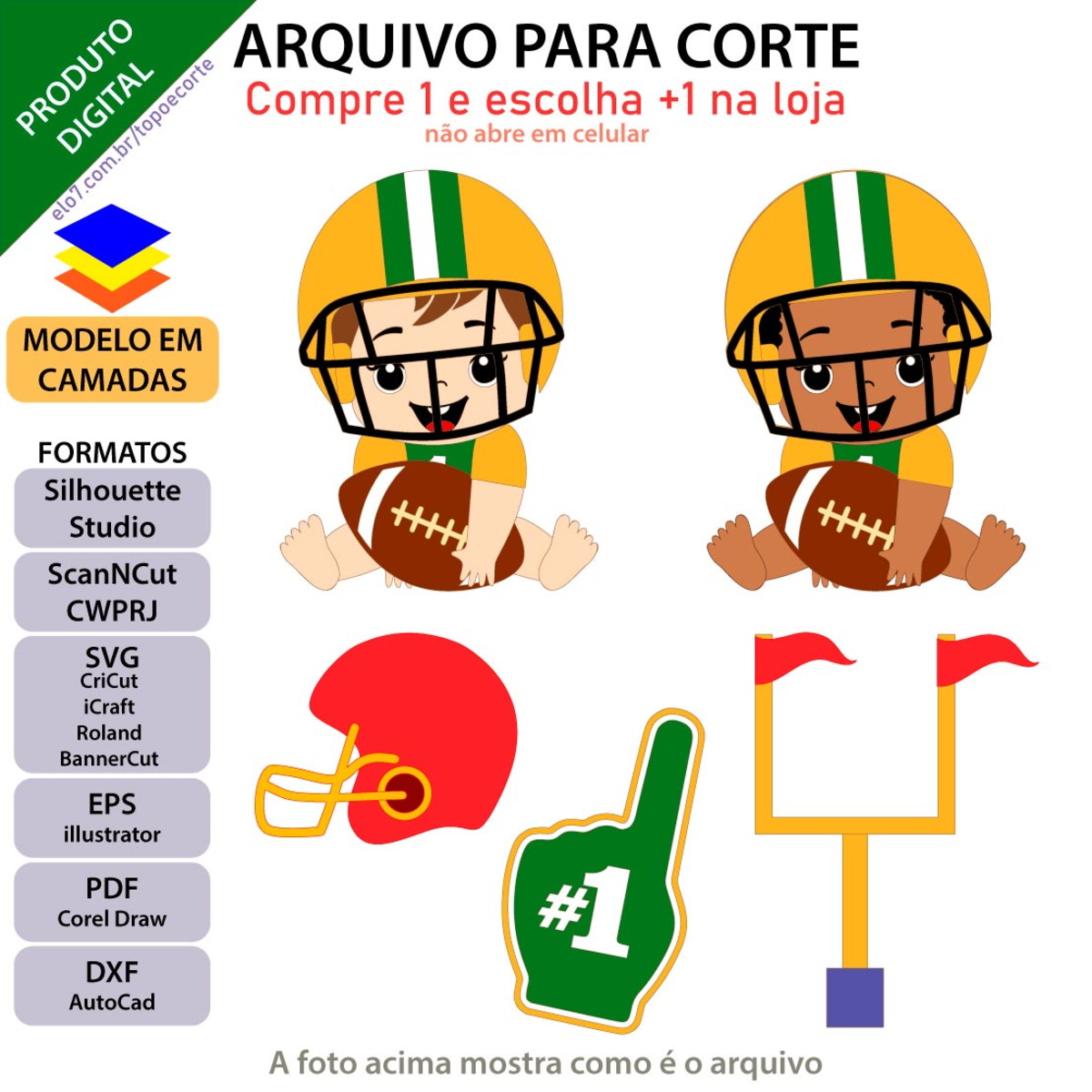 ARQUIVO Topo de bolo Futebol Americano Bebê +1 arquivo - Imagem 2
