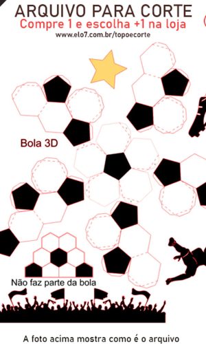 ARQUIVO Topo de bolo Futebol com bola 3D +1 tema