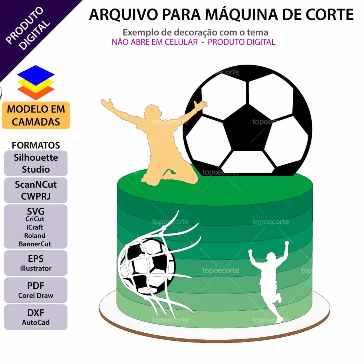Arquivo Topo de Bolo Futebol Gol +1 Arquivo da Loja - Imagem 2